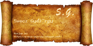 Svecz György névjegykártya